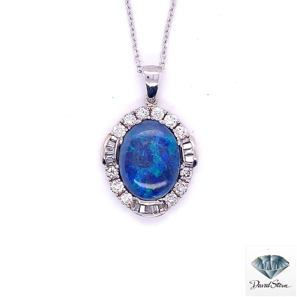 2.00 CT Oval Cabochon Fashion Pendant in 14kt White Gold - Shop David Stern Jewelers