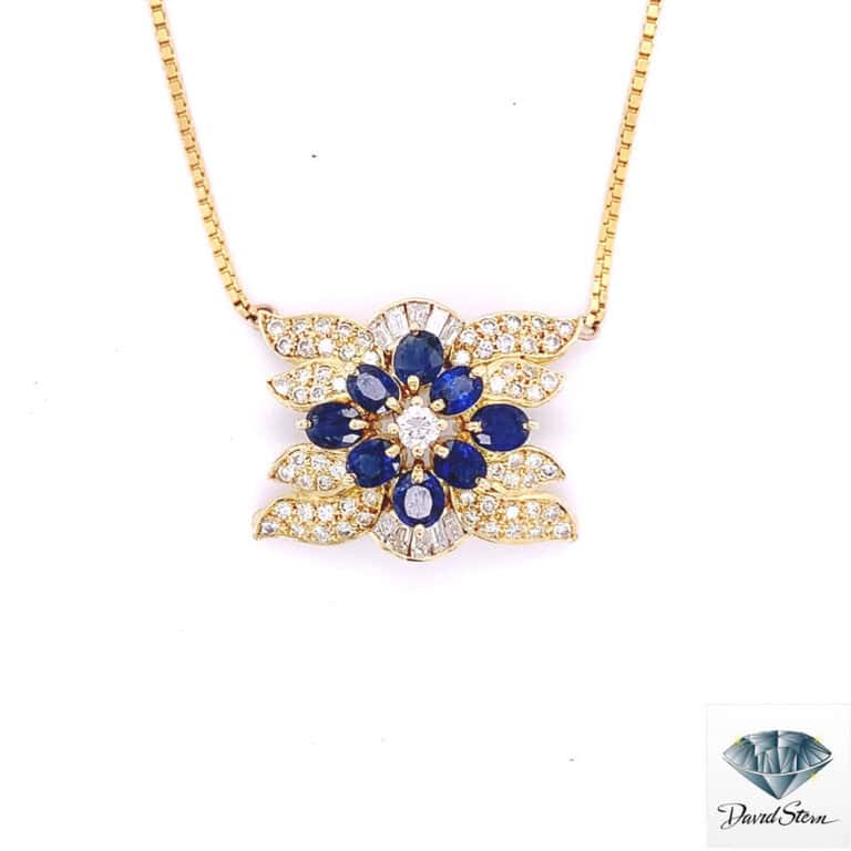 2.25 CT Oval Faceted Sapphire Fashionable Necklace in 14kt Yellow Gold - Shop David Stern Jewelers