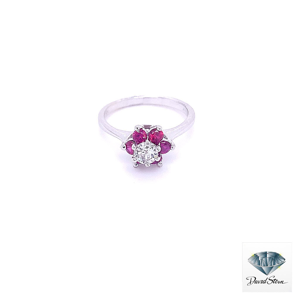 0.63 CT Round Diamond Faceted Couture Ring in 14kt White Gold image 0