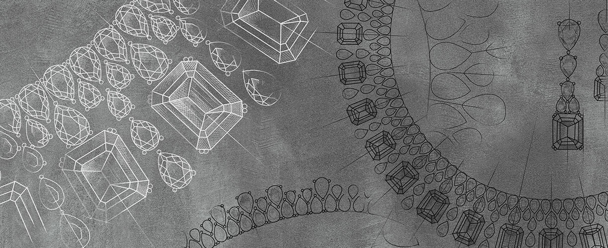 Fine jewelry design sketches showcasing custom engagement rings and luxurious diamond jewelry at david stern jewelers. Expert craftsmanship and personalized service.