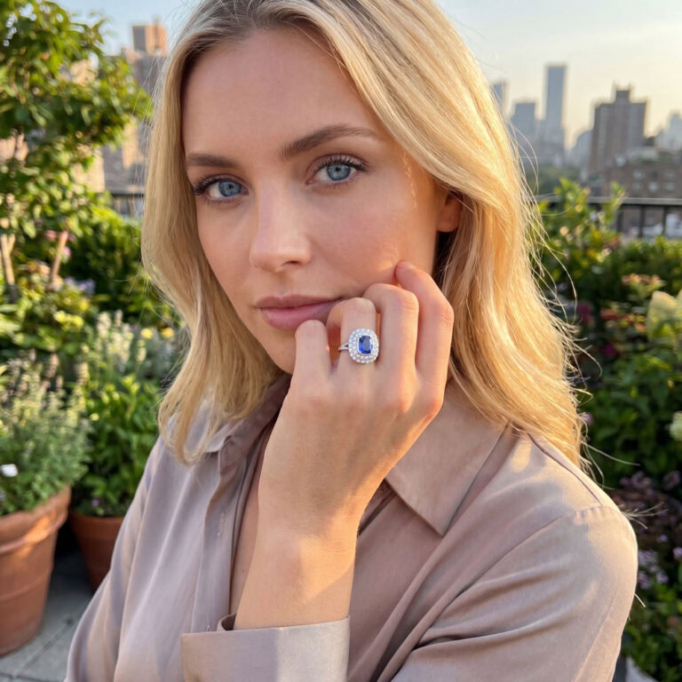 2.35 CT Cushion Sapphire Couture Ring in Platinum - David Stern Jewelers