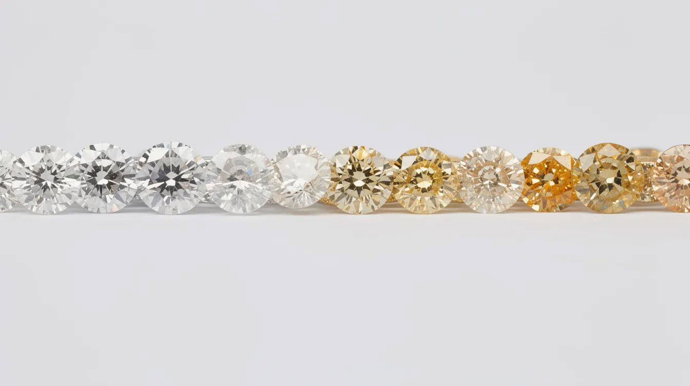 GIA D to Z diamond color scale shown grade by grade at David Stern Jewelers
