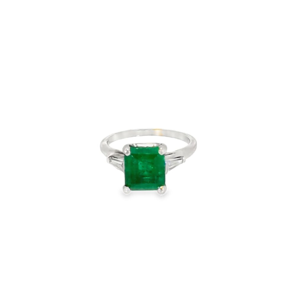 2.33 ct Natural Emerald and Diamond Ring in Platinum - David Stern Jewelers
