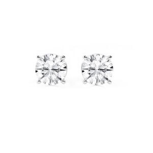 8 carat lab grown studs: two 4.00 ct round brilliant lab-grown diamonds in 14kt white gold four-prong settings