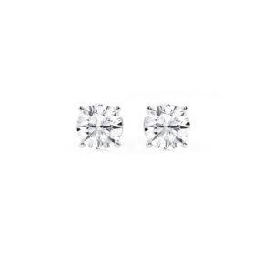 6 carat lab grown studs: two 3.00 ct round brilliant lab-grown diamonds in 14kt white gold four-prong settings