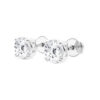 Side view of the white gold lab diamond earrings showing the four-prong baskets and screw-style backs