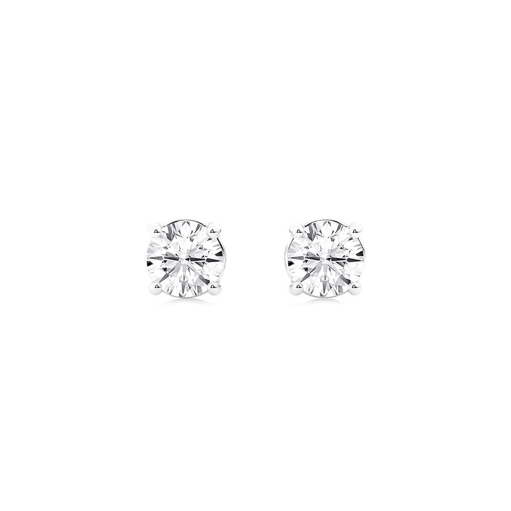 4 carat lab grown studs: two 2.00 ct round brilliant lab-grown diamonds in 14kt white gold four-prong settings
