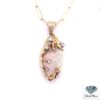 5.10 CT Marquise Double Cabochon Fashion Pendant in 18kt Yellow Gold - David Stern Jewelers - White Opal Pendant: Stunning 5.10 CT Organic Gold and Diamond