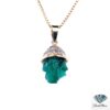 2.25 CT Uncut Crystal Chatham Emerald Couture Necklace in 14kt Yellow Gold - David Stern Jewelers - Chatham Emerald Necklace: Stunning 2.25 CT Lab-Created Crystal
