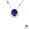 Sapphire Necklace - 8.70 CT 14mm x 11mm Oval Sapphire Necklace in 14kt White Gold