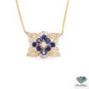 2.25 CT Oval Sapphire Necklace in 14kt Yellow Gold - David Stern Jewelers - Sapphire Flower Necklace: Stunning Oval Cluster in 14kt Gold