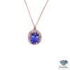 3.50 CT Oval Faceted Tanzanite Vintage Necklace in 14kt Yellow Gold - David Stern Jewelers - Tanzanite Necklace: Stunning 3.50 CT Vintage Halo in 14kt Gold