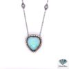 6.30 CT Heart Cabochon Opal Vintage Necklace in 14kt Yellow Gold - David Stern Jewelers - Heart Opal Necklace: Stunning 6.30 CT Vintage Diamond Halo