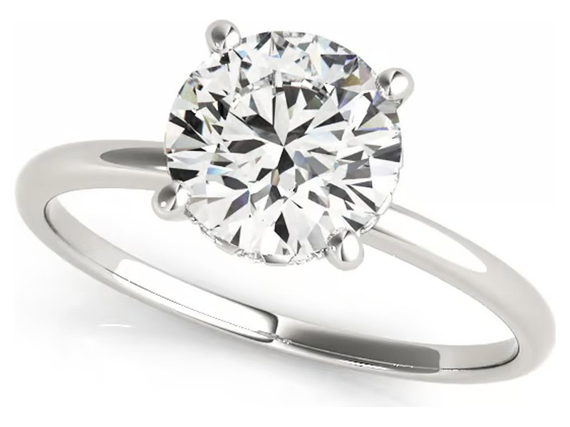 Round solitaire diamond engagement ring in white gold, one of the pieces for sale at David Stern Jewelers in Boca Raton