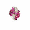 The 6.25 ct oval ruby cluster ring with its diamond ribbon in 14kt white gold, the opening frame of its 360 degree video